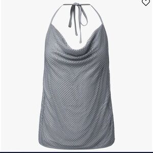 WeWoreWhat Crystal Cow Neck Top Medium